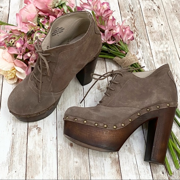 Steve Madden “CINNDI” Taupe Lace Up Platform Clog Ankle Boots Size 7 - Picture 4 of 16